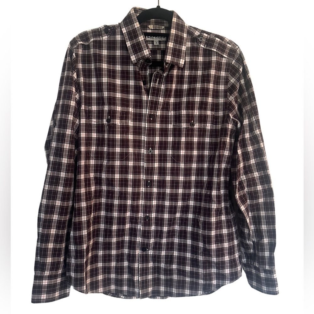 Express Fitted Button-Up Shirt - Size M - 100% Cotton - EUC